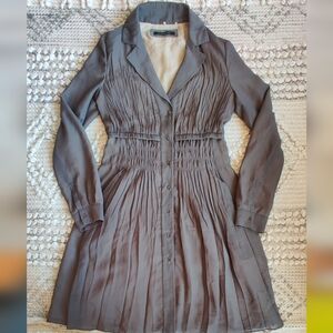 Elie Tahari Formal Flora Suit Coat Dress In Brown With Beige Lining Size XS